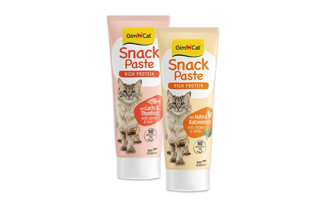 Neuheiten bei DAS FUTTERHAUS: GimCat High Protein Snack Pasten in zwei Sorten
